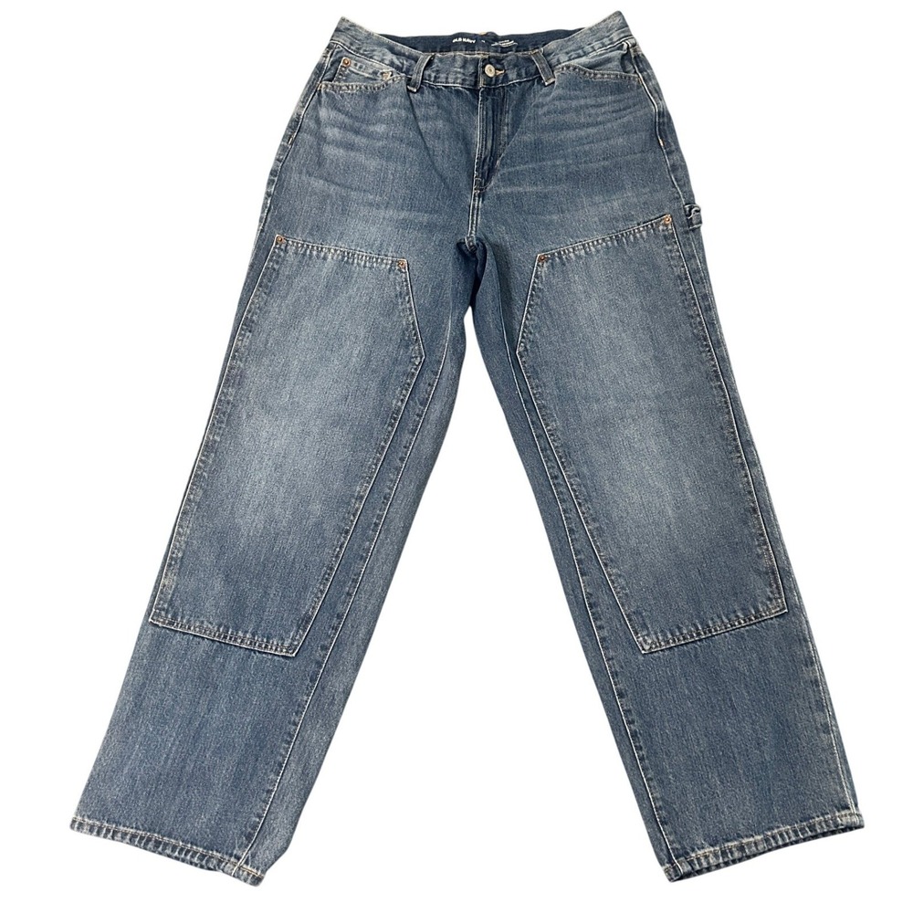 Old Navy Jeans Womens 12 Rigid OG Loose High-Rise Double Knee Carpenter 32x29